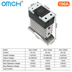 OMCH DIN Rail SSR Solid State Relay With Aluminum Heat Sink DA AA DD 3-32VDC 10A 25A 40A 60A 80A 100A 120A Single Phase Control