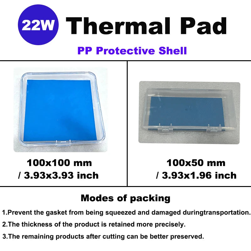 22W/mk 0.5mm 1.0mm Thermal Heat Dissipation Silicone Pad 100x100mm CPU/GPU Graphics Card Cooling Thermal Pad Silicone Grease Pad