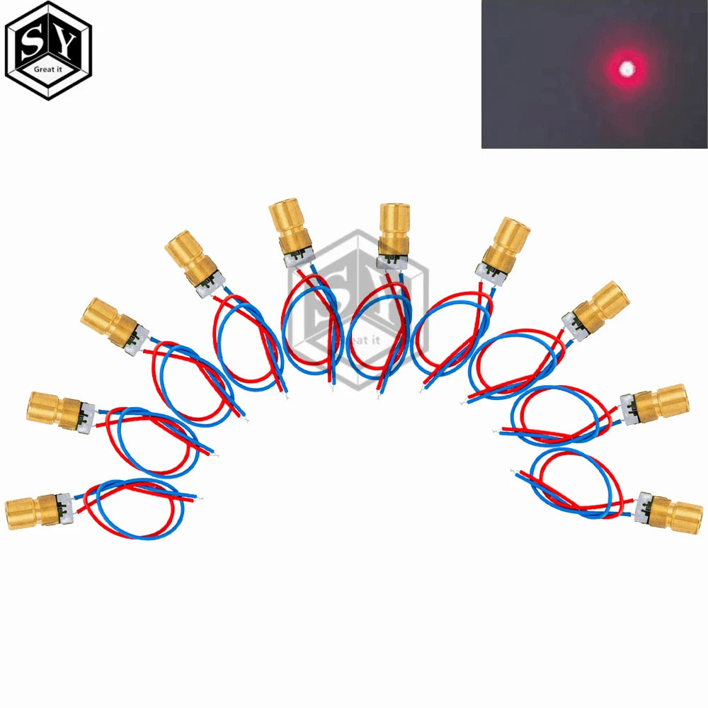 1pcs 5V 650nm 5mW Adjustable Laser Dot Diode Module Red Sight Copper Head Mini Laser Pointer