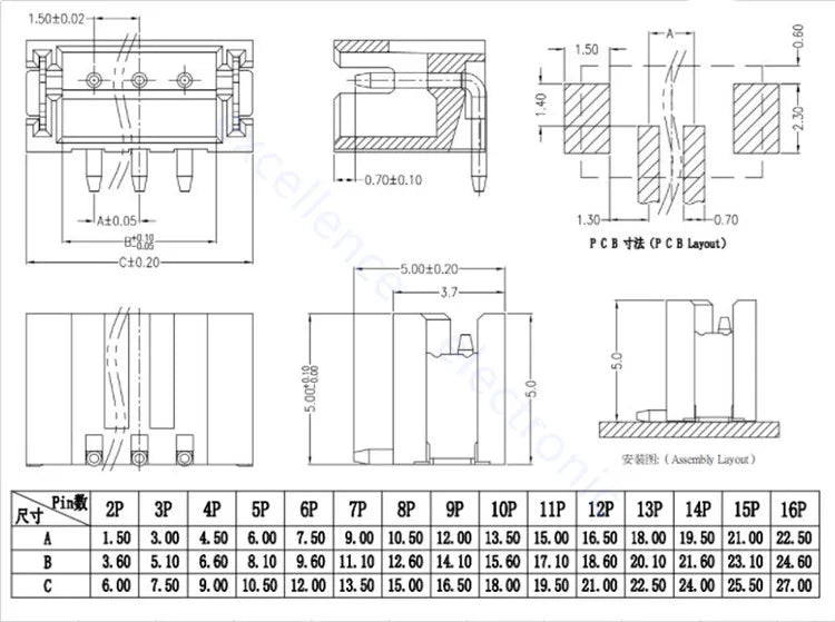 5sets GH1.25 SH1.0 JST1.25 PH2.0 XH2.54 SH/JST/ZH/PH/XH Horizontal / Vertical SMD Pin Header + Housing + Terminal Set 2.54mm