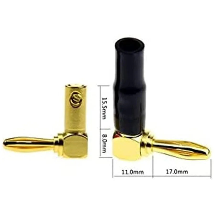 4/8pcs 4mm L-shaped Right Angle Banana Plugs -Soft Plastic Shell 90° Connectors (Red & Black) for Audio, Video & Speaker Systems