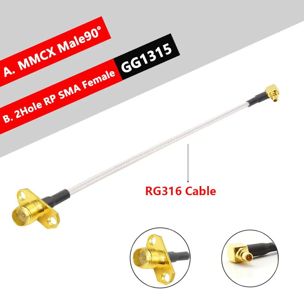 10PCS MMCX Male to SMA Female 2Hole Flange Panel Mount RG316 Cable Pigtail FPV Antenna Extension Cord for TBS Unify Panda RC VTX