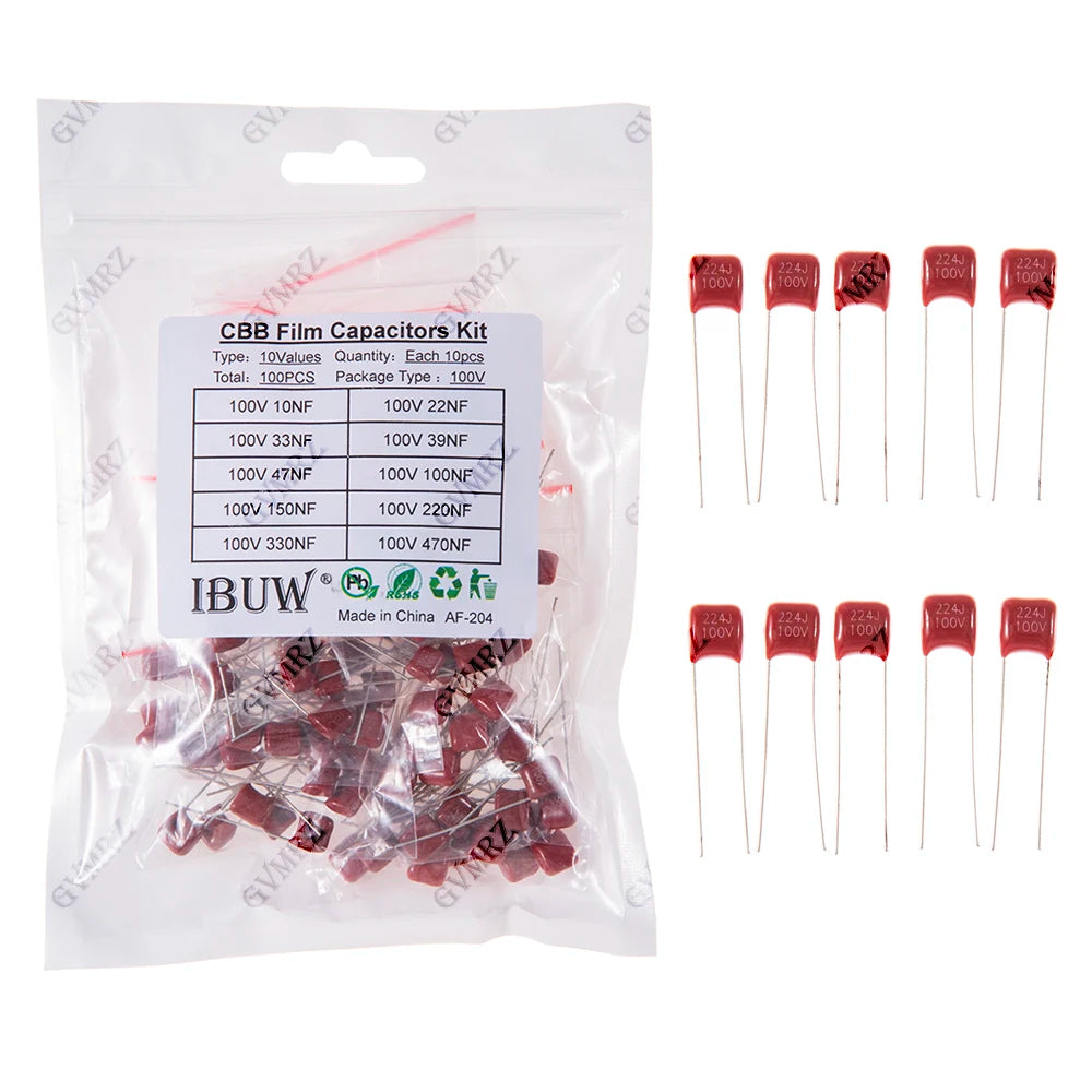 CBB Polypropylene Film Capacitor Kit, for DIY Electronics, Audio Equipment Universal CBB Capacitors Set
