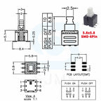 10PCS 5.8x5.8 7x7 8x8 8.5x8.5mm Non-Self-Locking / Self-Locking Switch / UNlock Push 6 Pin Tactile Power Micro Button Switches