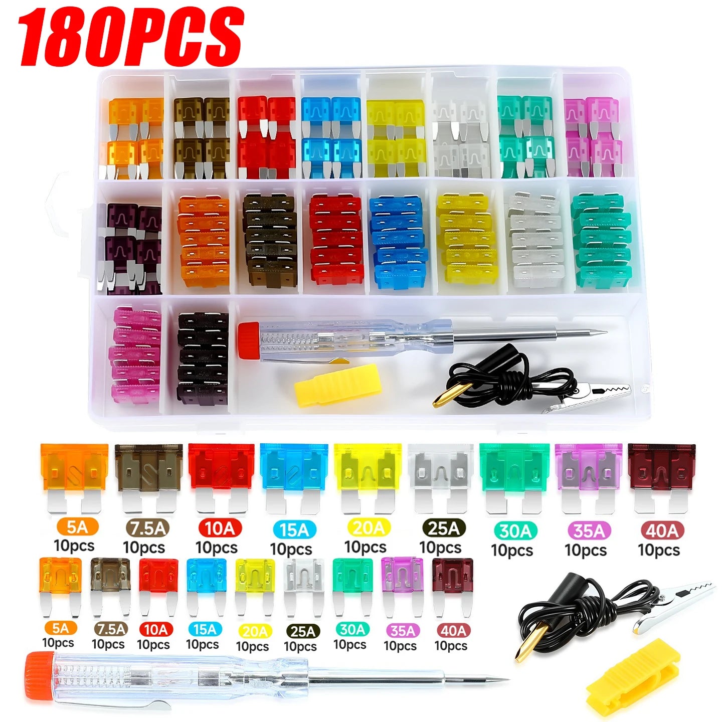 1000/306/120/50PCS Car Fuses Assortment Kit, Mixed Vehicle Blade Fuses - Standard & Mini & Low Profile Mini Fuse