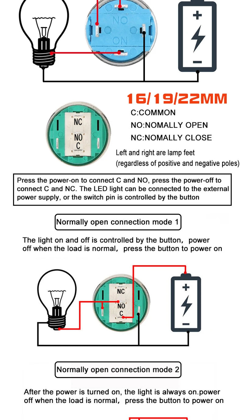 12/16/19/22MM Metal Button Switch No Lights Oxidized Black Momentary Reset Latching With Connector 12V 24V 220V