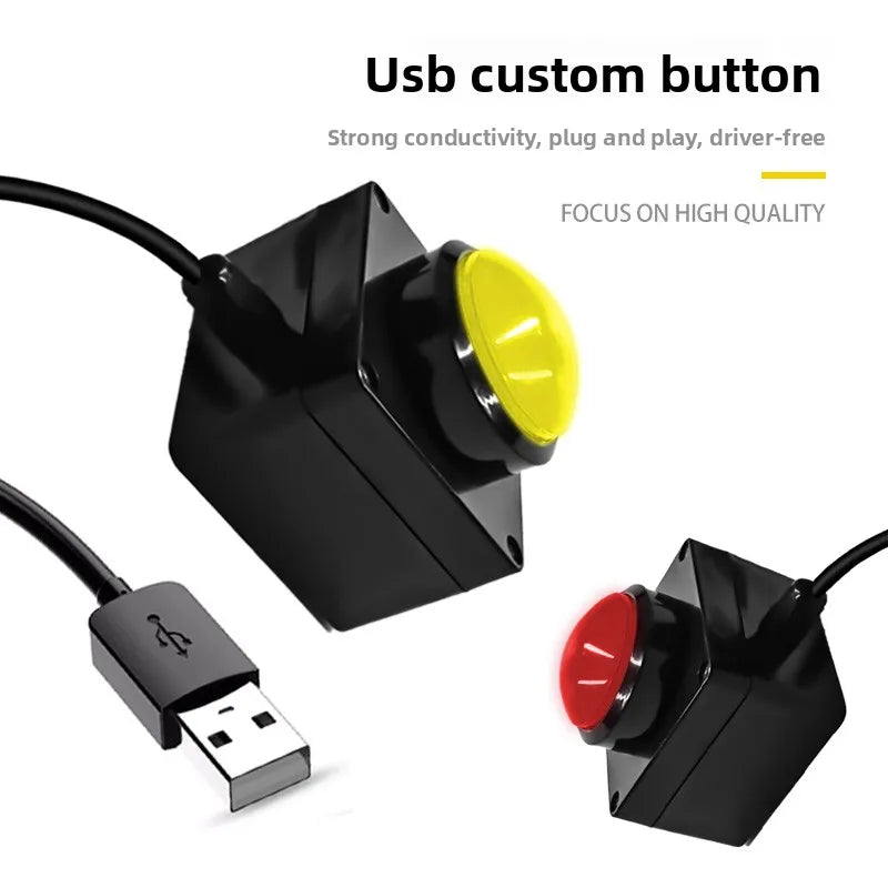 60mm 2m USB custom button wireless remote control buzzer wireless lottery button，Press once to light up once