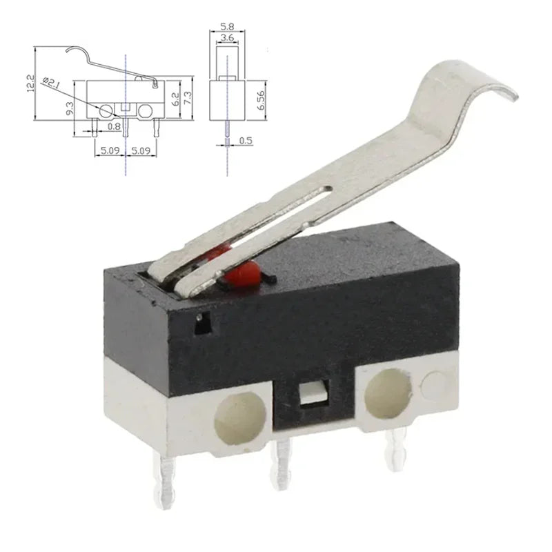 20Pcs 3 Pins Limit Switch SPDT Mouse Button Tact Switch 1A 125V Micro Switch for 3D Printer Parts Mouse Roller
