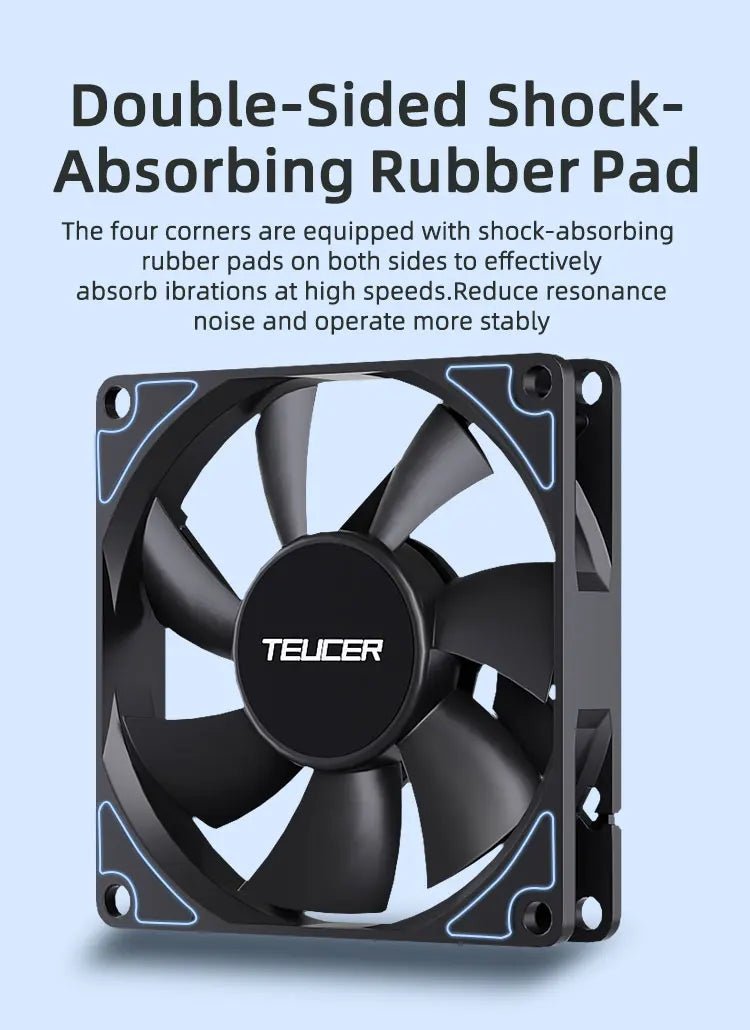 TEUCER 8015 Computer Case Fan 80mm/92mm 4-pin PWM High Airflow Ultra-thin Cooling Fan 1200-3000RPM Cascadable FDB Bearing Fan