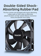 TEUCER 8015 Computer Case Fan 80mm/92mm 4-pin PWM High Airflow Ultra-thin Cooling Fan 1200-3000RPM Cascadable FDB Bearing Fan
