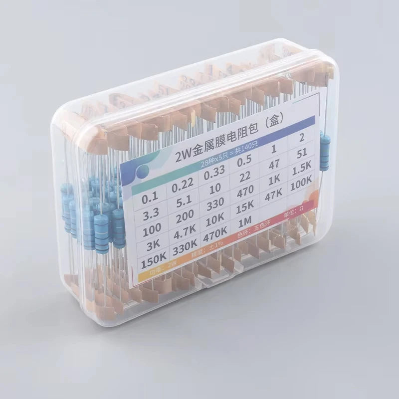 1% Resistor Set Resistance 2W Metal Film Resistors Kit 10Ohm ~1M Ohm 30Values Electronic Components Kit