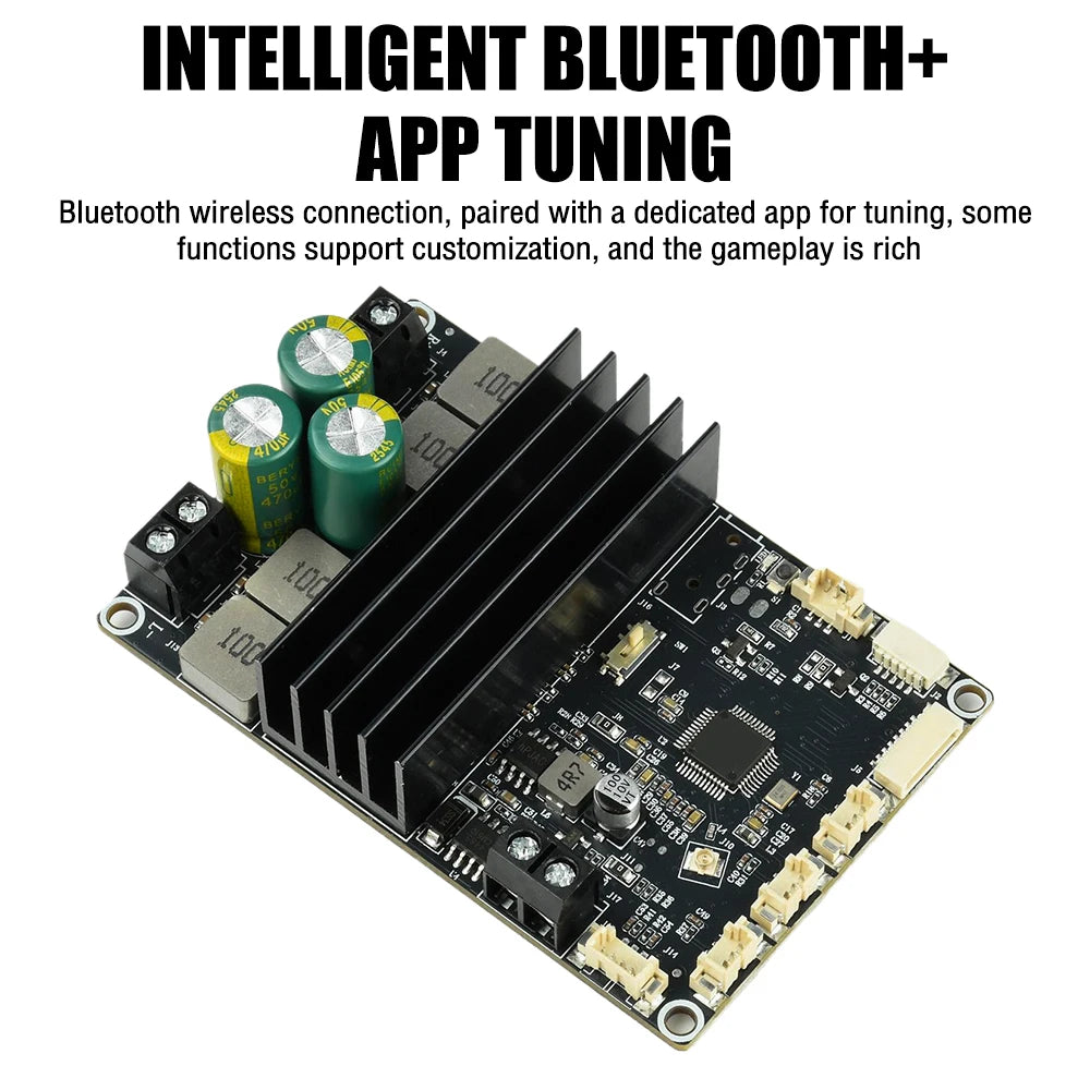 DC 9-30V Bluetooth Power Amplifier Module 2×100W Dual Channel APP Tuning Audio Board for Home Outdoor Speaker DIY Audio Upgrade