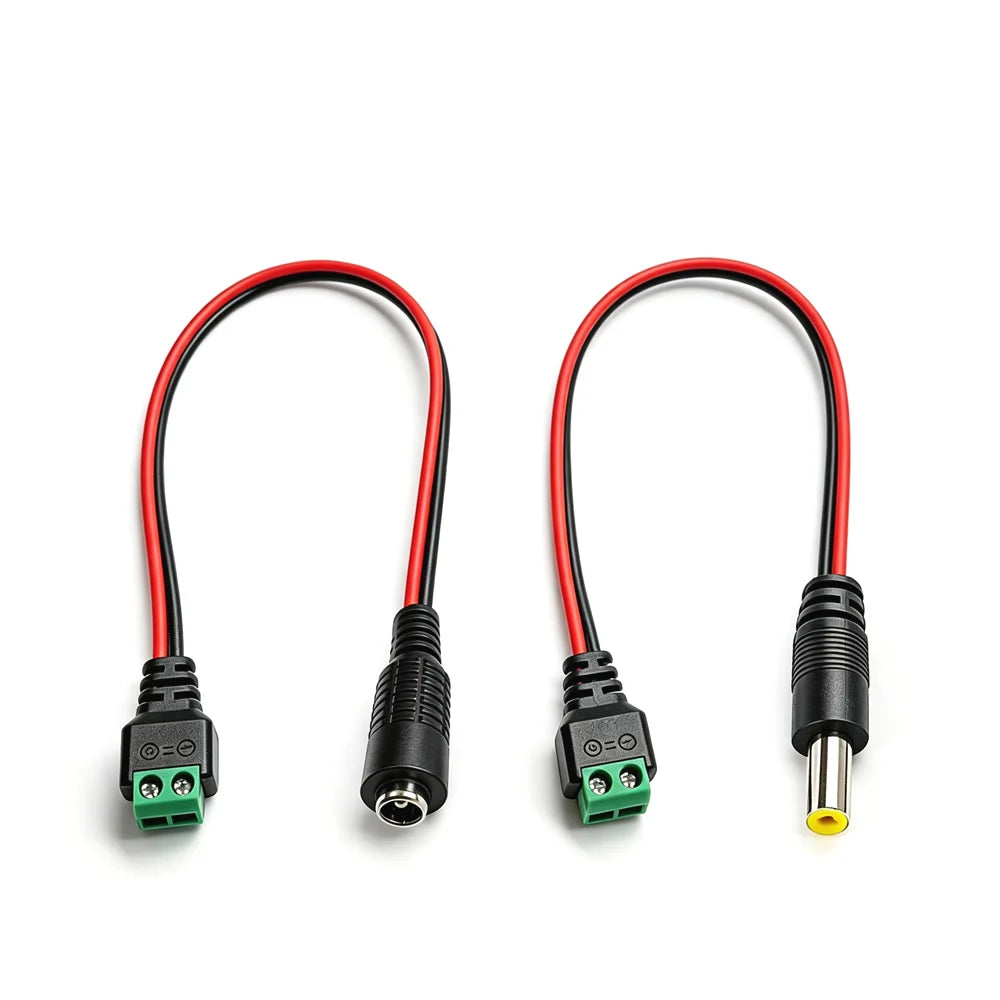 DC 5.5mmx2.1mm Screw Terminal Block Adapter Power Extension Cable DC to 2Pin Solderless Connector Replacement Repair Supply Cord