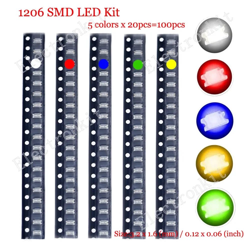 0402 0603 0805 1206 1210 5730 5050 SMD LED Mixed Kit Warm Cool White Red Green Blue Yellow Orange UV Pink Fast flashing