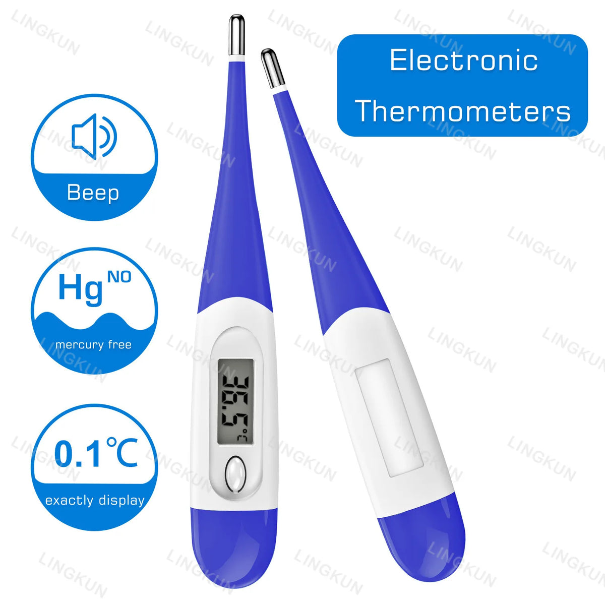 Thermometer for Adults, Soft Head Digital Oral Thermometer for Fever, Basal Thermometer with 15 Seconds Fast Reading