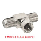 F Type to TV IEC 90 Degree Male Plug Female Jack RF Coaxial Adapter Splitter Gold Plated Connector for Cable TV Satellite TV DVR