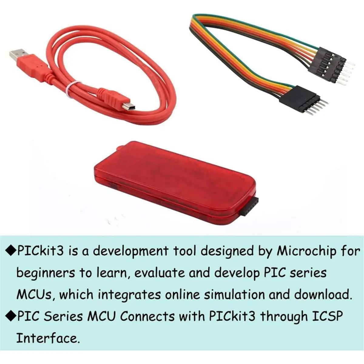 A49T 1PCS PICkit3 Electronic Chips Emulator MPLAB PICkit 3 PIC Microcontroller Chip in-Circuit Debugger Programmer