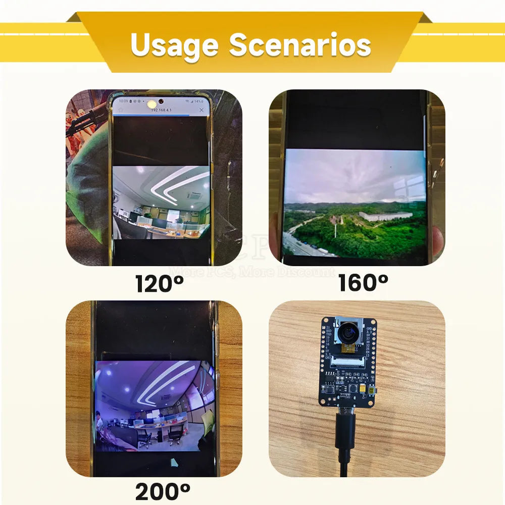 OV5640 ESP32 CAM Camera Module Kit 2.4 GHz WiFi and Bluetooth Develop Board Type C 8MB PSRAM HD 5MP Auto Focus 66 120 160 Degree