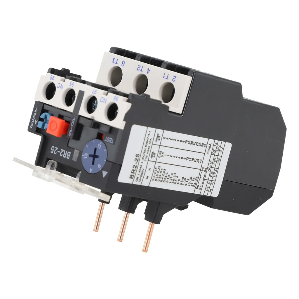 Thermal Overload Motor Relay 3 Phase AC 50Hz/60Hz FR NR2-25 IP20 Plug-in With Indicator Light For CJX2 Series Contactors