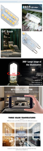 10pcs/lot G9 LED Light Bulb 220V 3W 5W 7W Cold/Warm/Natural White Spotlight for Crystal Chandelier Replace Halogen Lamp Lighting