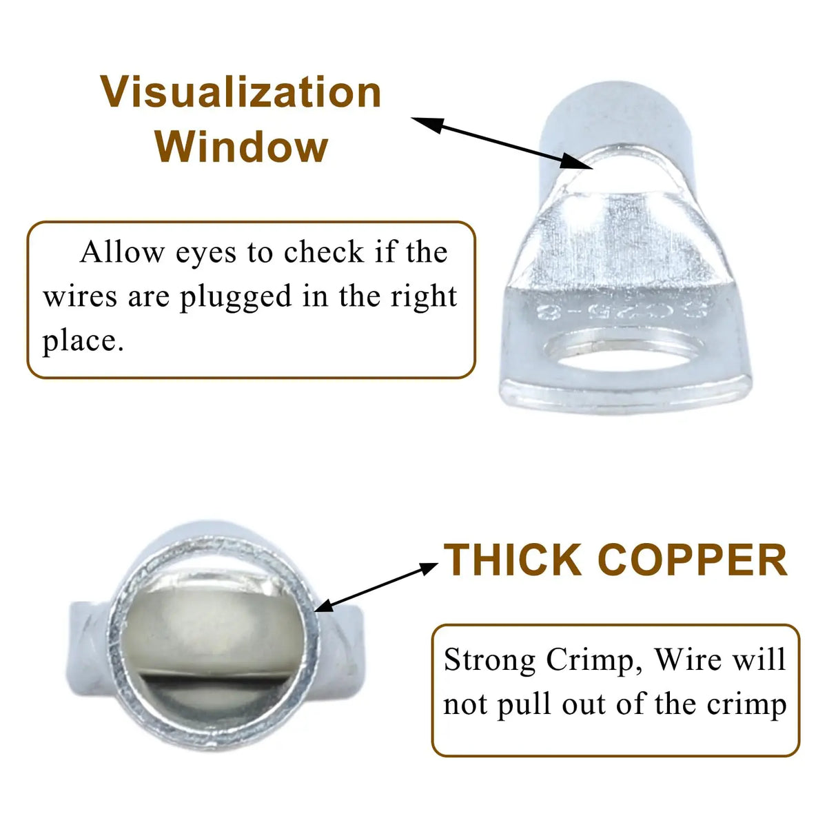 60PCS Tinned Copper Wire Lugs kit, Battery Terminal connectors Cable Ends, Ring terminals Used on AWG10 8 6 4 Cables