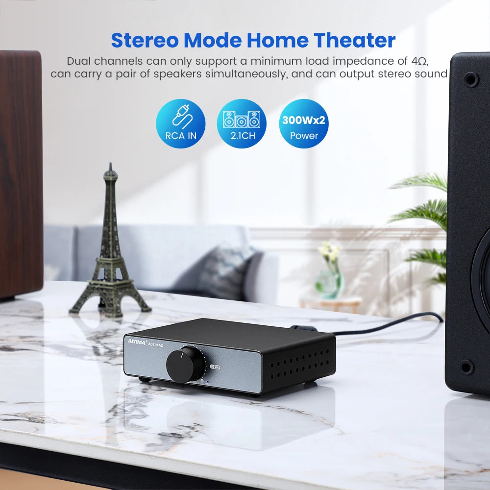 AIYIMA A07 MAX TPA3255 Audio Power Amplifier 2.0 Stereo Amplify 300Wx2 PBTL Mono Sound Amplifier 600W Home Speaker Amplificador