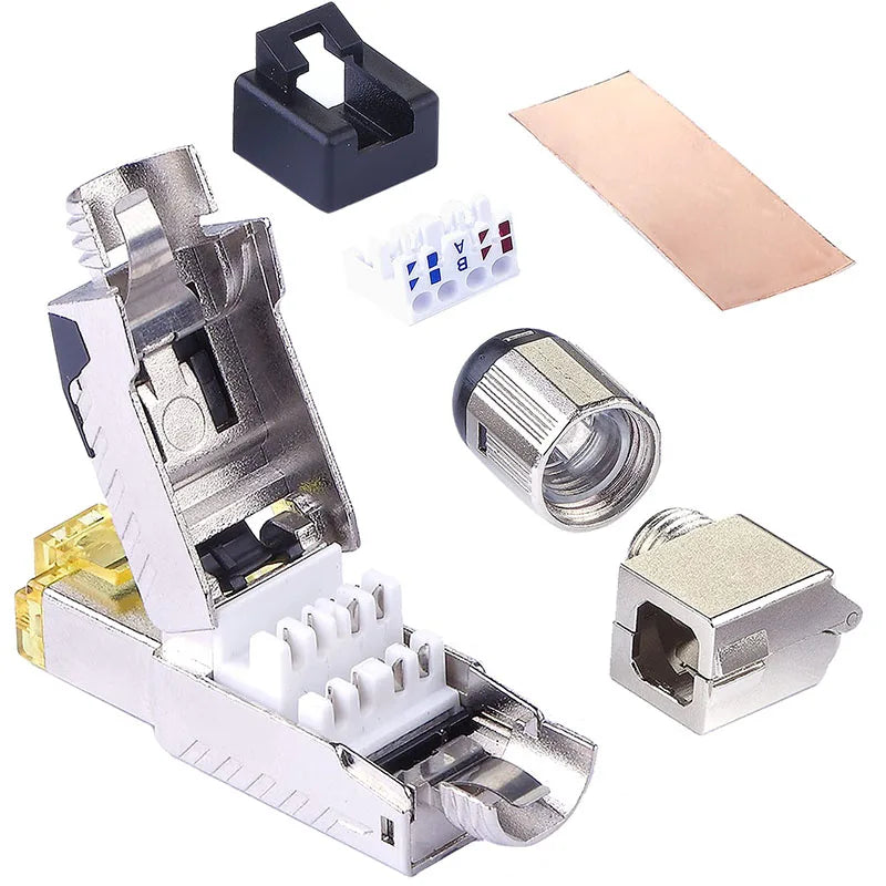 2PC RJ45 CAT6 CAT6A Cat7 CAT8 CAT 8 Connectors ToolFree Zinc Alloy Shielded 40G Ethernet Termination Plugs for 23AWG SFTP Cables