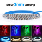 5V 2835 LED Strip Light 3mm 5mm 8mm PCB Width 120Leds/m Flexible LED Tape Ribbon Diode USB/2PIN Wire Led Lights for Room Decor
