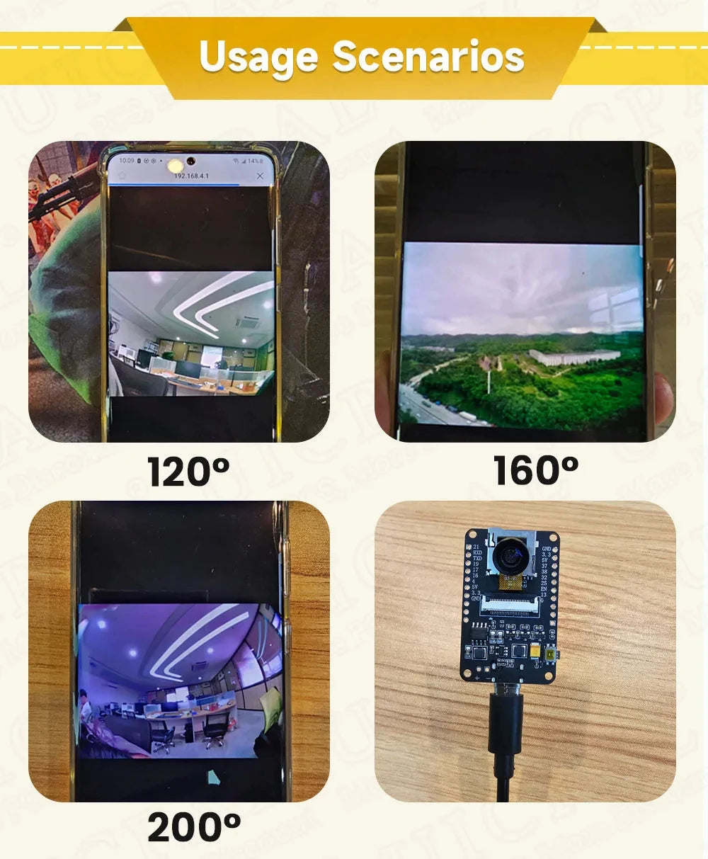 OV5640 ESP32 CAM Camera Module Kit 2.4 GHz WiFi and Bluetooth Develop Board Type C 8MB PSRAM HD 5MP Auto Focus 66 120 160 Degree