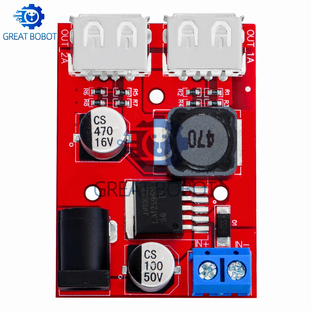 BS LM2596 DC-DC Buck Converter Module - 6V-40V Input to Dual USB 5V/3A Output for Automotive Use