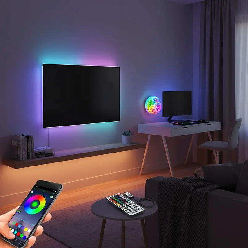 18 LED Strip Lights 5050 RGB USB Color Changing Flexible Lamp Tape with APP Control for Room Decoration TV Backlight