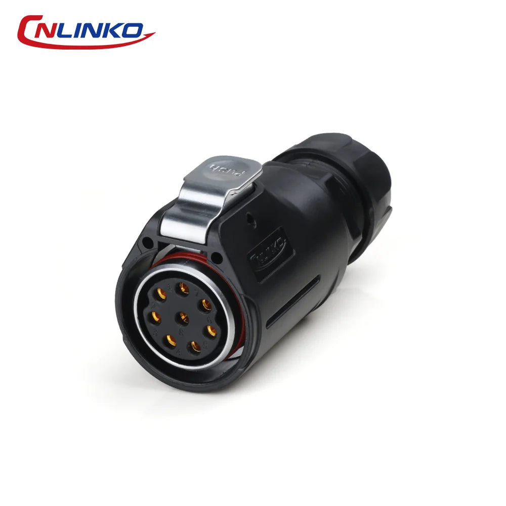 CNLINKO M28 8Pin Circular Aviation Connector Waterproof 15A 300V Solder Type Quick Snap Lock for Industrial Control Systems