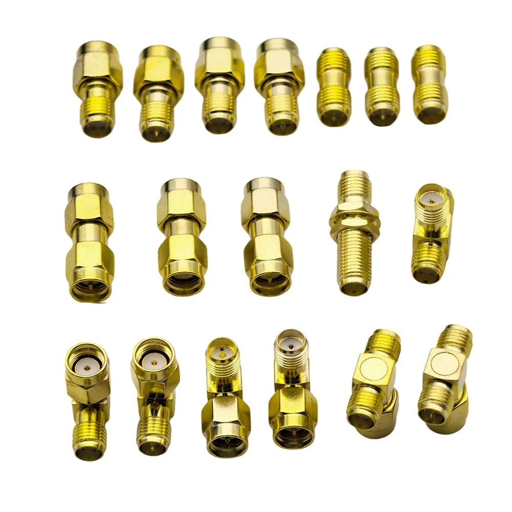 SMA Connectors kit 18Pcs/box SMA RP-SMA Plug Male Jack Female RF Coax Adapter for FPV Drone Antennas WiFi Router Radio Wireless