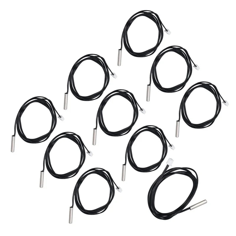 10Pcs Thermistor Sensor NTC Temp Temperature Probe 5x25mm Cylindrical Head for Measuring10K B3950