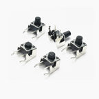 20Pcs 6x6 PCB Momentary Tactile Tact Push Button 4-Pin Self-reset Switch Right Angle With stent 6*6*4.3/4.5/5/6/7/7.5/8/9/10mm