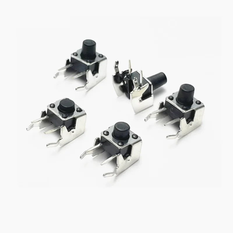 20Pcs 6x6 PCB Momentary Tactile Tact Push Button 4-Pin Self-reset Switch Right Angle With stent 6*6*4.3/4.5/5/6/7/7.5/8/9/10mm