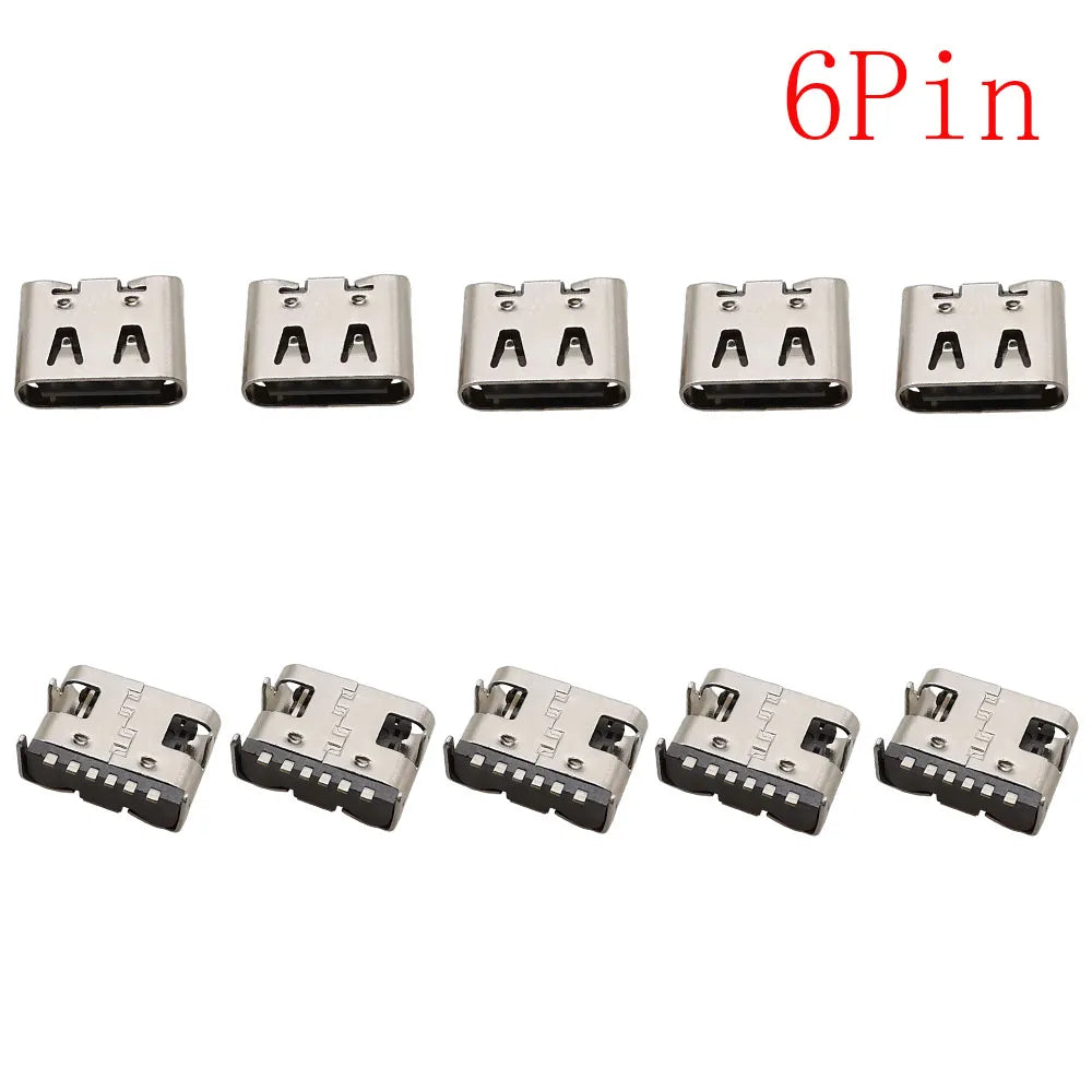 10Pcs USB Connector Type C Female Charging Port Jack 2P/6P/16P/24 Pin Soldering PCB SMD SMT DIY USB-C Socket Adapter