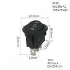 1PCS ON/OFF Round Rocker Switch LED illuminated Car 12V 24V / 6A 250V / 10A 125V 2/3/4PIN Switch 20MM