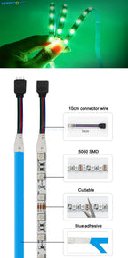 5m 12V 24V DC RGB LED Strip 30LEDs/m 60LEDs/m 96LEDs/m 120LEDs/m SMD 5050 Flexible LED Light Tape 8mm 10mm PCB for Decoration