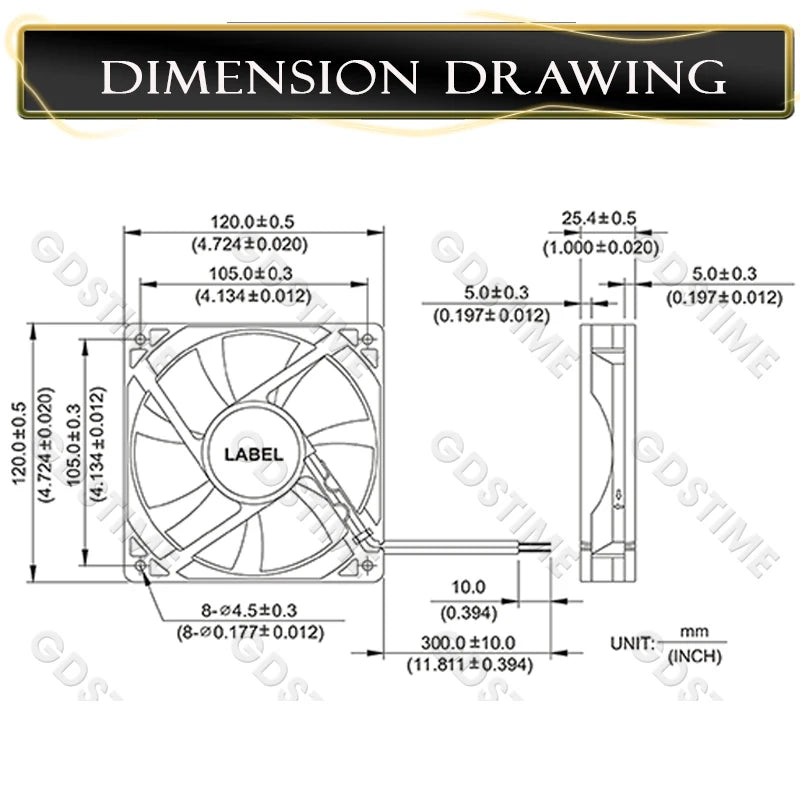 Gdstime 120mm USB PC Fan 5V 12V 24V 48V 12cm DC Brushless Cooling Fan 12025 2PIN 3PIN 4PIN Ball Computer Case Fan Waterproof Fan