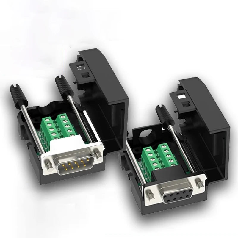 DB9 RS232 Connector D-SUB 9 Pin Male Female Plug RS485 Breakout Terminals 21-24 AWG Wire Solderless Connectors