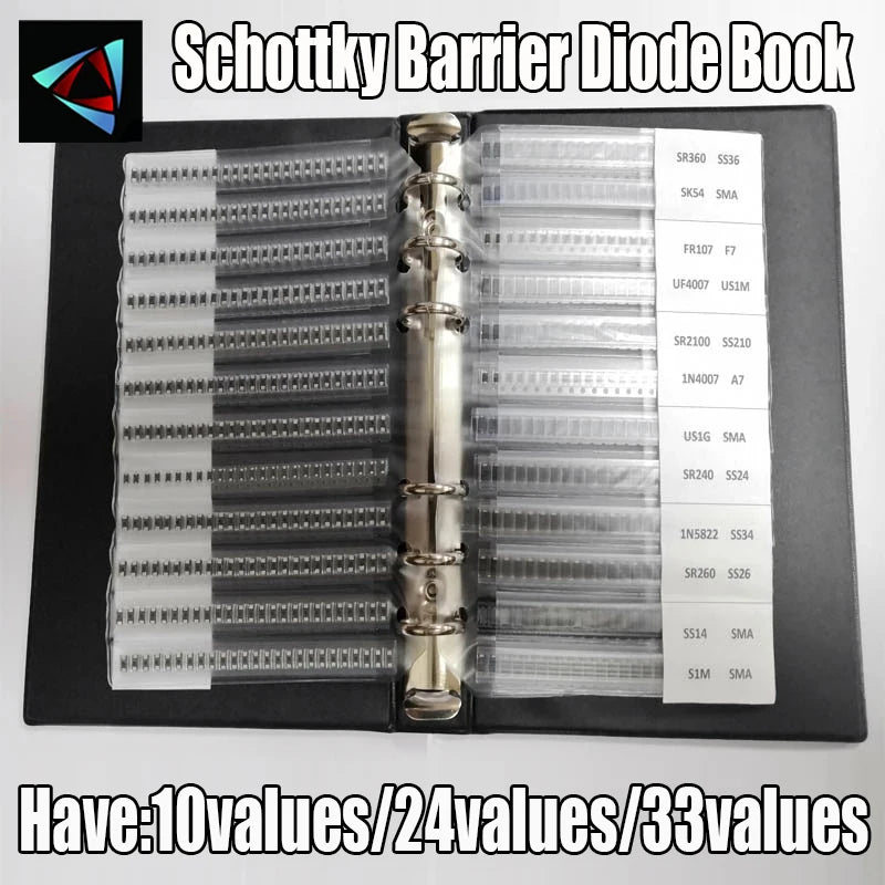 10/24/33Values Rectifier Diode Sample Book SMD M1 M4 M7 SS12 SS14 SS16 SS24 SS34 SS36 SS110 SS210 Schottky Barrier Diode KIT
