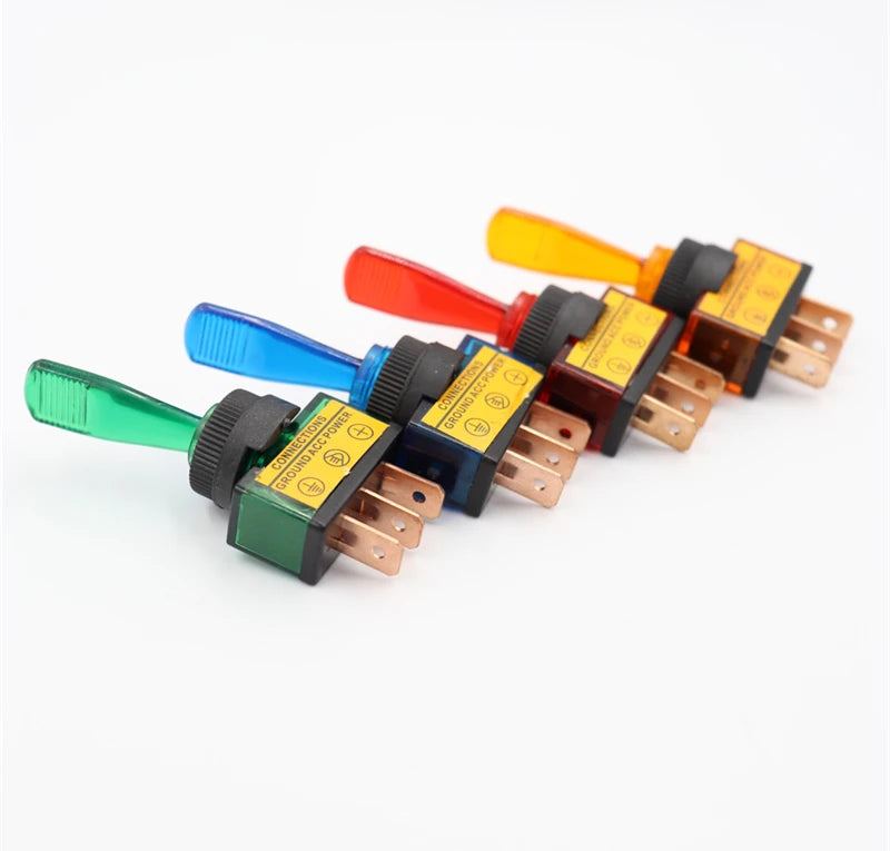 4Pcs Car Toggle Switch 12V Illuminated Car Rocker Switch 20A Rocker Switch Red Blue Green Yellow
