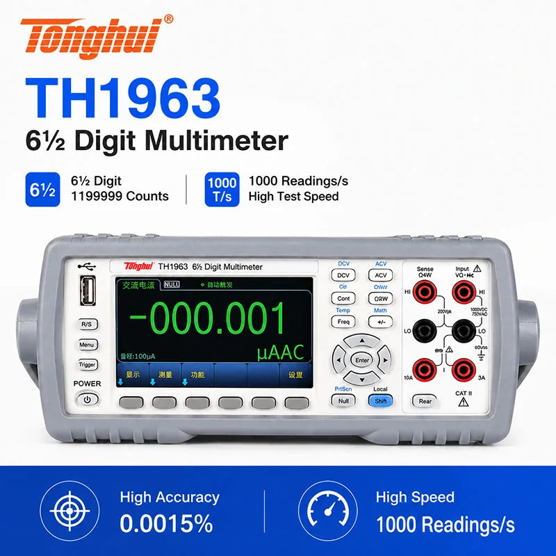 Tonghui TH1963A TH1953 6½ Digit Benchtop Multimeter, High Precision 1199999 Counts, True RMS USB RS232