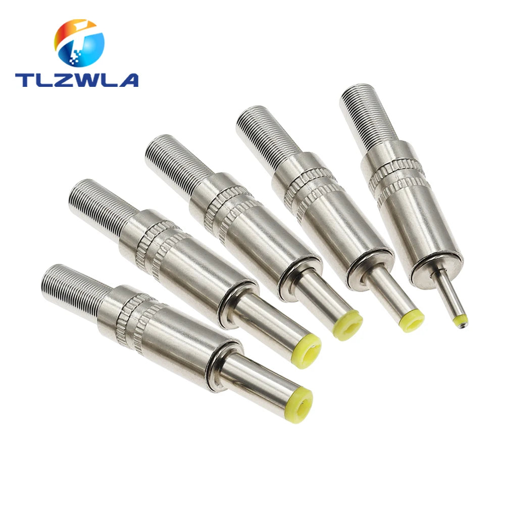 5PCS 5.5X2.5MM 5.5*2.1mm 4.8*1.7mm DC Power Jack Male Plug Metal Connector Adapter With Yellow Head 4.0*1.7 2.5*0.7mm