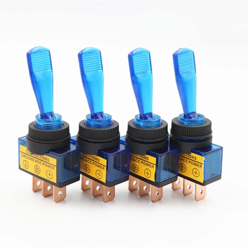 4Pcs Car Toggle Switch 12V Illuminated Car Rocker Switch 20A Rocker Switch Red Blue Green Yellow