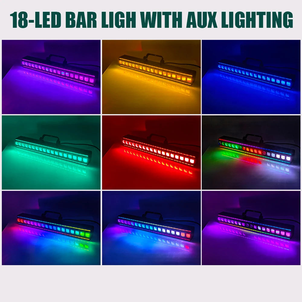 18x3w LED Light Bar With Aux Lighting 18x3w RGB Full Color Club Lights Nightclub Effect Lighting