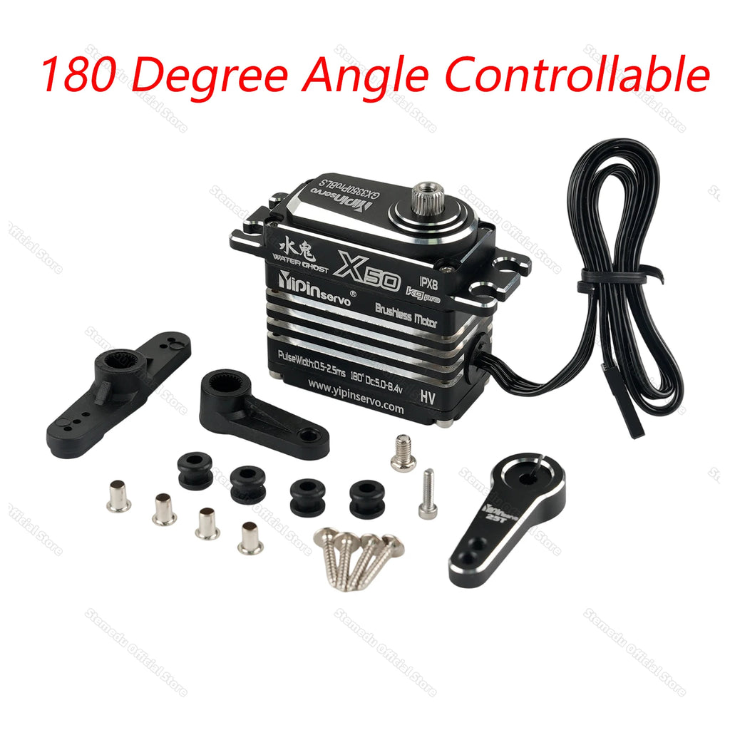 GX Yipin X50 Pro 50KG HV Servo Waterproof IPX8 Digital Brushless Motor for 1/8 1/10 RC Cars/Crawlers 25T Metal Arm Gear 180/270