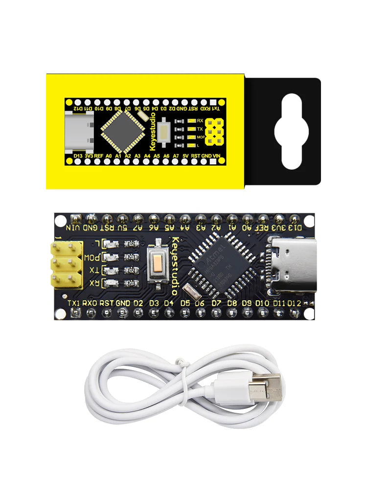 Keyestudio CH340 Chip Nano Plus Board Mini USB Type-C Cable Compatible With Arduino NANO With ATmega328P-AU For Arduino Kit