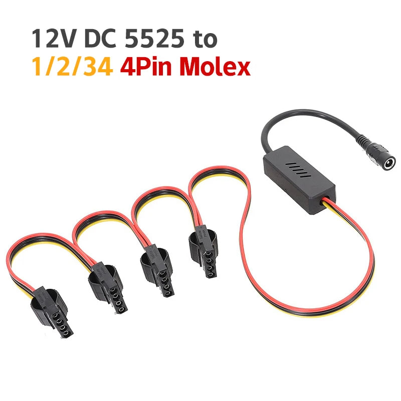 1pcs DC 5525 To SATA Hard Drive Power Supply Cable DC 12V To 4Pin Molex HDD Cable Step-down Voltage Regulator